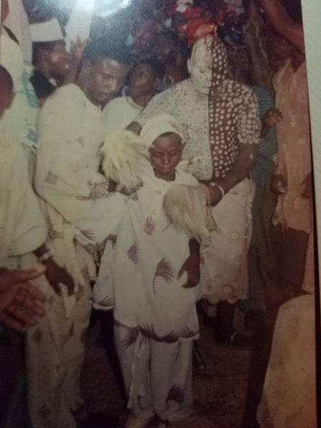 The new Araba Agbaye the day his late father was installed as the Araba Agbaye in 1991