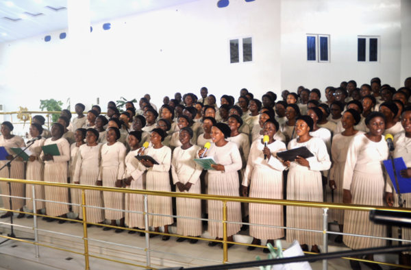 Mass Choristers at a two days holy Ghost inspired programme theme’ God’s intervention in time like this ‘ held at Chosen revival Ground Ijesha Lagos yesterday