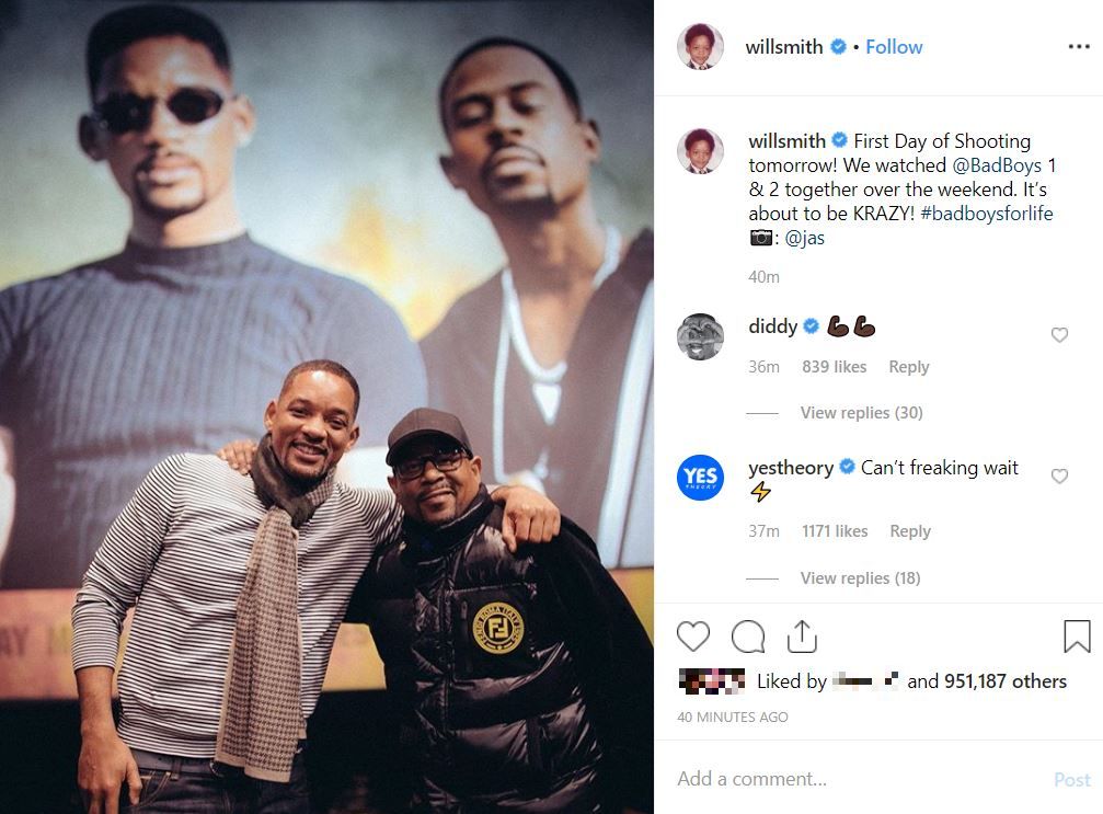 Will Smith And Martin Lawrence Set To Start Filming "Bad Boys 3" Tomorrow | Will-Smith-announced-that-filming-is-about-to-commence-for-Bad-Boys-3-credit.-instagram-