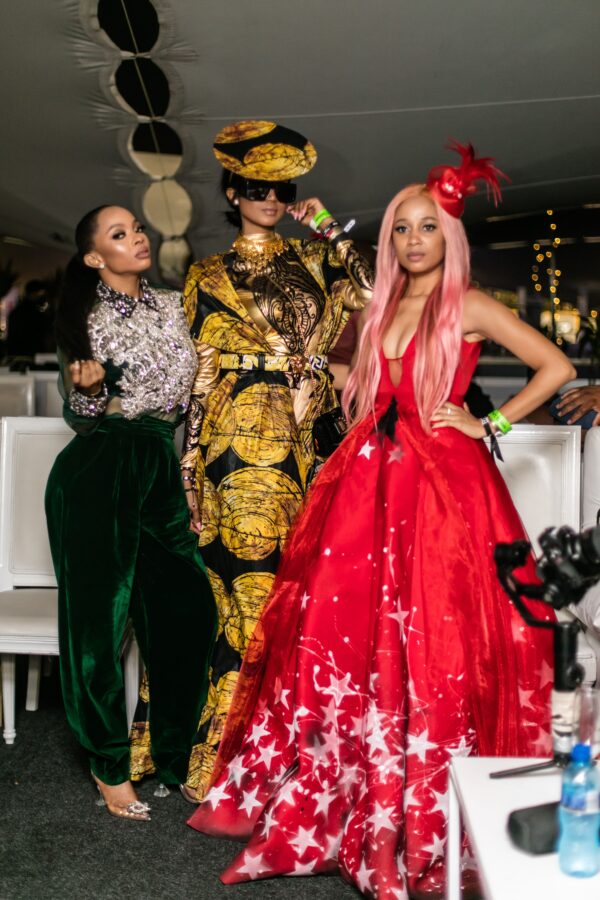 Bonang Matheba, Toke Makinwa and Sister Deborah at the Durban July 2019-min