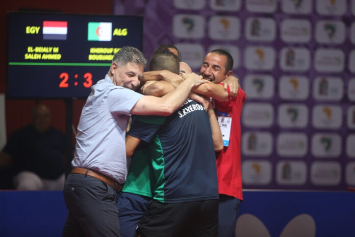 Algeria claims their first gold medal in table tennis event of African Games after Sofiane Boudjadja and Sami Kherouf beat Egypt's Ahmed Saleh and Mohamed El-Beiali 3-2 in final of men's doubles on Monday August 27, 2019...