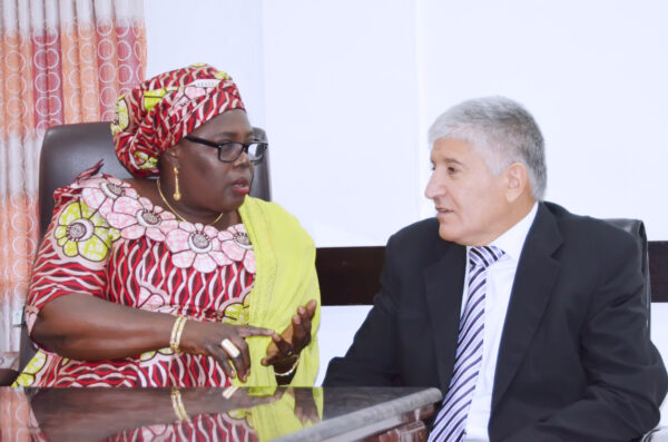 Director in Charge, Nigeria Christian Pilgrim Commission (NCPC), Esther Kwaghe with Israeli Ambassador to Nigeria, Shimon Ben-Shoshan during a meeting with NCPC and the Winners of the 2nd National Bible Contest in Nigeria to discuss their trip to the Holy land organized by NCPC and Embassy of the State of Israel, at the Commission’s corporate headquarters in Abuja, today.