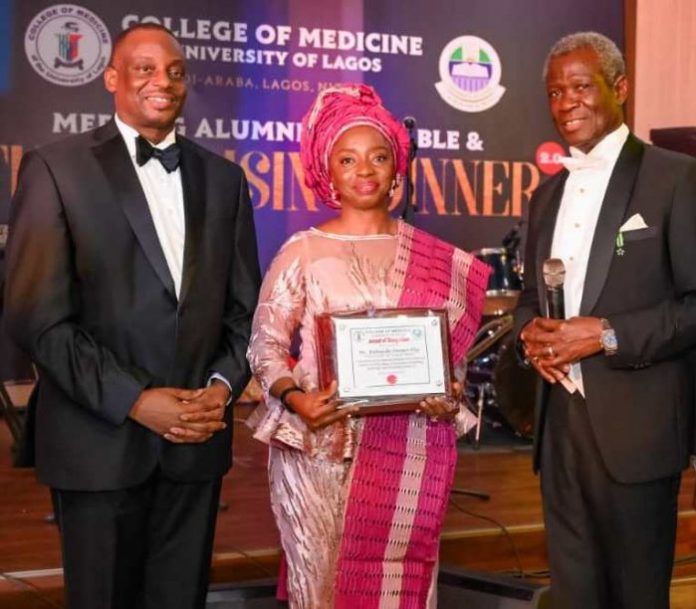 Lagos State First Lady, Dr. (Mrs.) Ibijoke Sanwo-Olu (middle); Provost of College of Medicine, University of Lagos (UNILAG), Professor F.E.A Lesi (left); and Chairman, Planning Committee, Professor Oladapo Ashiru during the 2nd MEDILAG Alumni High Table and Fund Raising Dinner held at Chai Tang Restaurant, Twin Waters, Bluewater Zone, Lekki recently Lagos State First Lady, Dr. (Mrs.) Ibijoke Sanwo-Olu (middle); Provost of College of Medicine, University of Lagos (UNILAG), Professor F.E.A Lesi (left); and Chairman, Planning Committee, Professor Oladapo Ashiru during the 2nd MEDILAG Alumni High Table and Fund Raising Dinner held at Chai Tang Restaurant, Twin Waters, Bluewater Zone, Lekki recently
