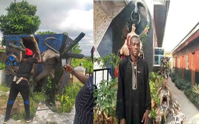 Founder-Of-Church-Of-Satan-Arrested-In-Abia-Shrine-Destroyed-