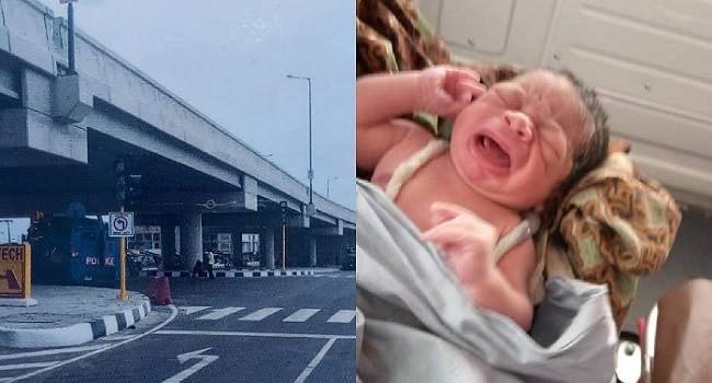 Baby-delivered-under-Ajah-bridge- Baby delivered under Ajah bridge. (Photo: LASEMA)