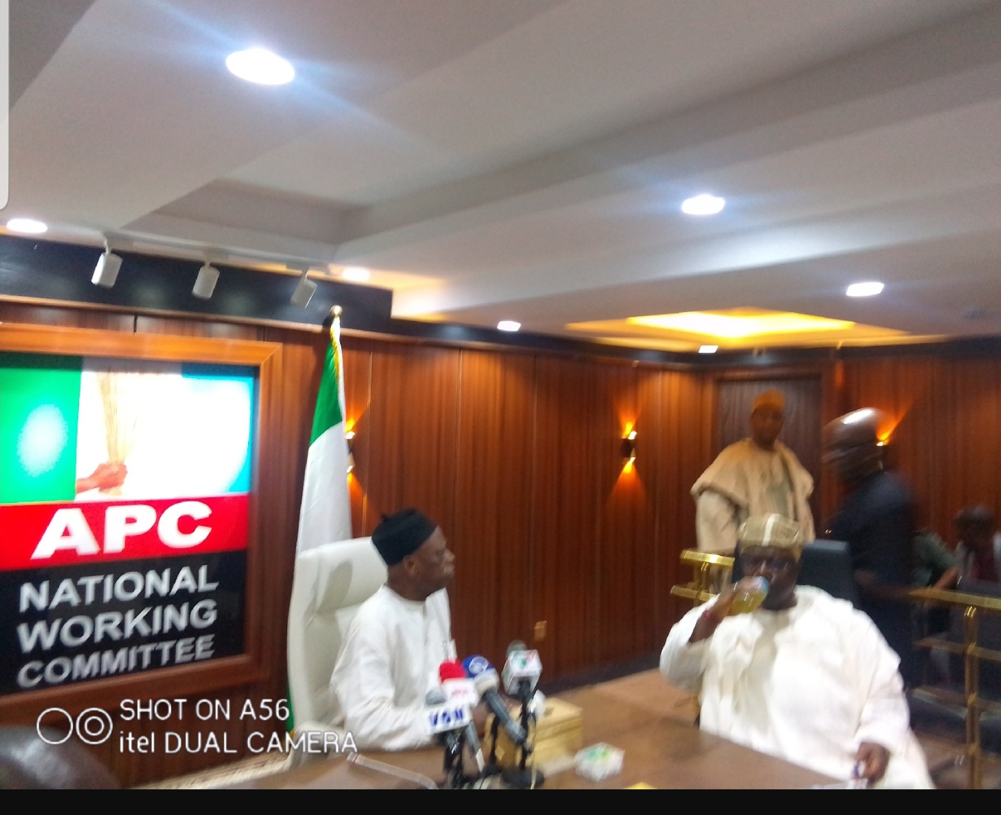National Chairman, APC, Sen. Abdullahi Adamu (left) and the National Secretary of the party, Sen. Iyiola Omisore (right) during the event