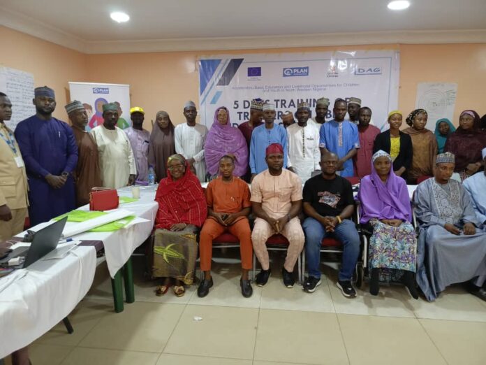 Group picture of participants at the 5 day training of trainers workshop on (ABEP) and Livelihood Opportunities for Children and Youths in Sokoto state. Photo by Ankeli Emmanuel, Sokoto Group picture of participants at the 5 day training of trainers workshop on (ABEP) and Livelihood Opportunities for Children and Youths in Sokoto state. Photo by Ankeli Emmanuel, Sokoto