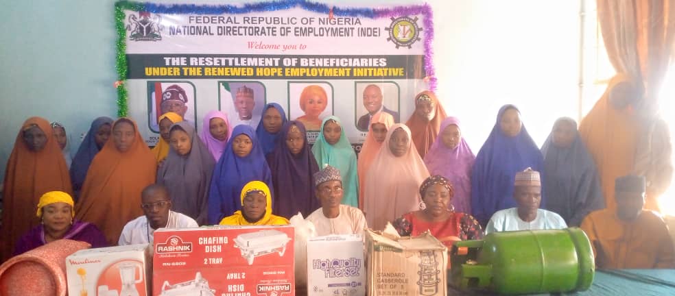 Cross section of female resettlement beneficiaries of the NDE Renewed Hope Employment Initiative in Sokoto.