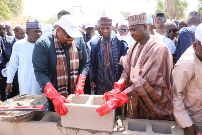 From left, Executive Director Investment, Ministry of Finance Incorporated (MOFI) Dr Femi Ogunsende, (m) Senator Aliyu Magatakarda Wamakko and Sokoto State governor Ahmed Aliyu flagging off the cold onion storage facility in More, Kware local government area, Sokoto State.